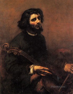  Gustave Canvas - The Cellist Self Portrait Realist Realism painter Gustave Courbet